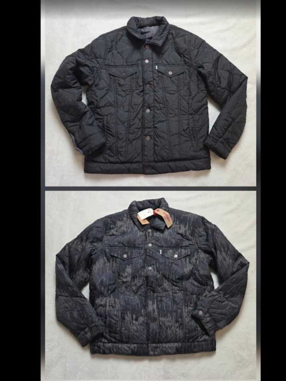 New S Levi's reversible trucker jacket - gray quilted camo - black puffer